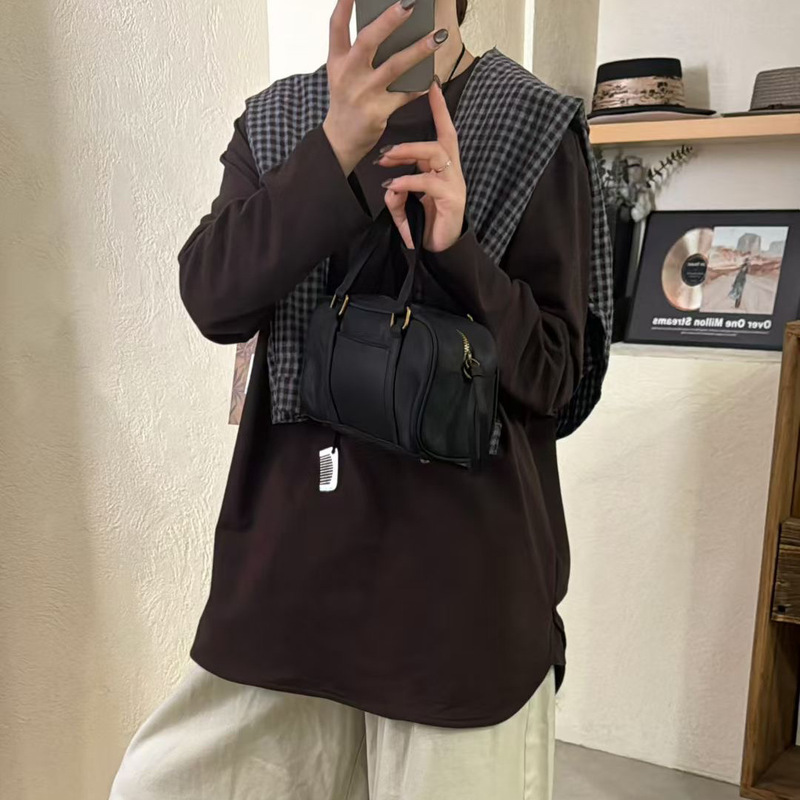 长袖T恤 2025秋季新款 简约韩版纯色圆领休闲宽松打底上衣女25205|undefined