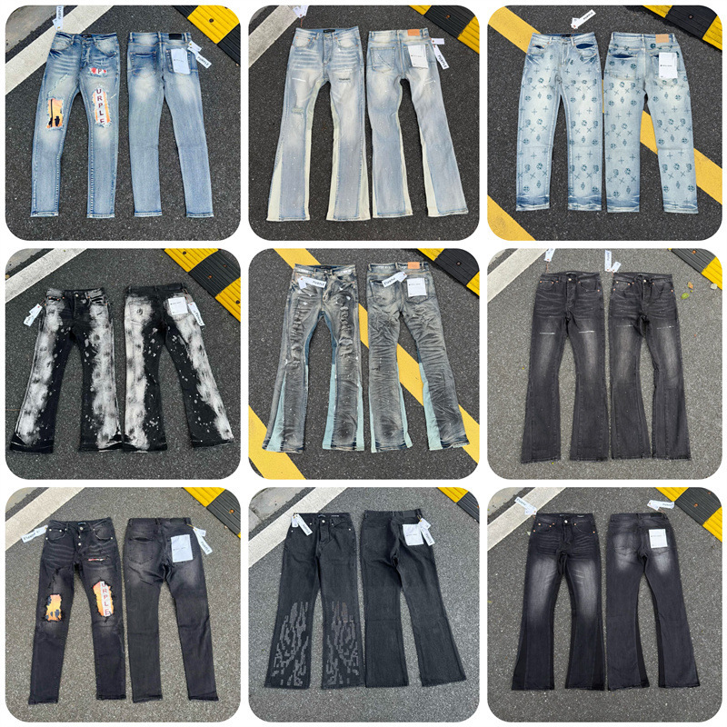 Cross-Border American Trendy Brand 25Ss New Style Ripped Splashed Ink Paint Stretch Tight Jeans Jeans for Men and Women