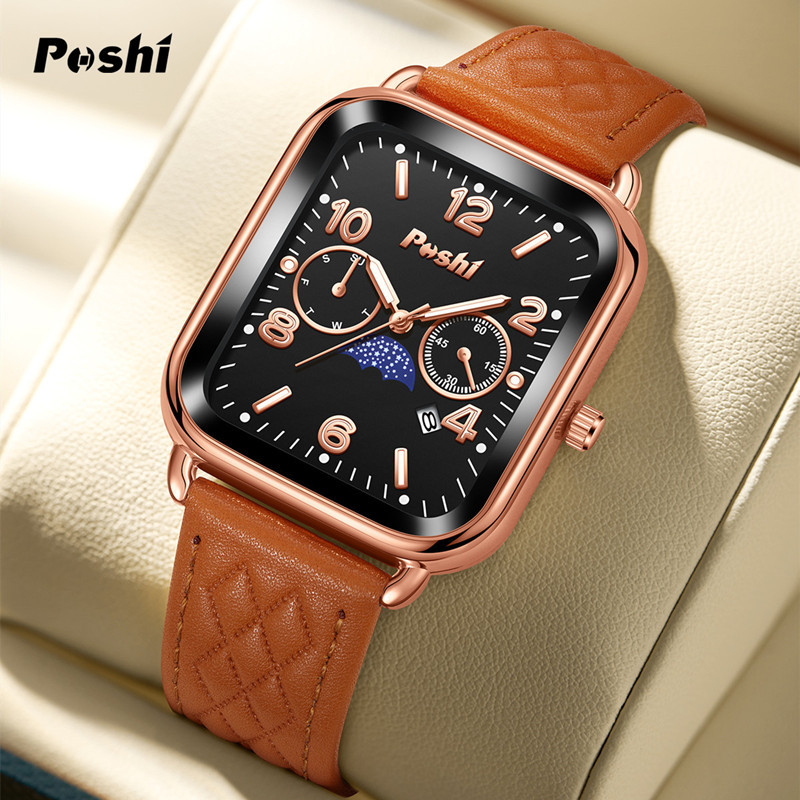 Poshi nueva moda pareja reloj impermeable calendario cinturón casual todo partido reloj de cuarzo reloj de mujer al por mayor