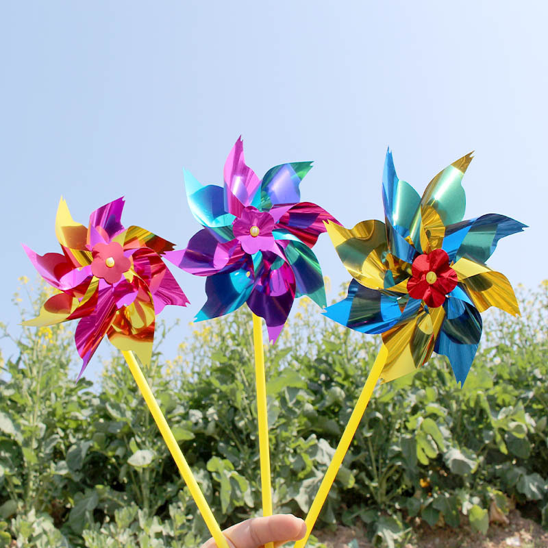 plastic colorful cartoon windmill toy for kindergarten