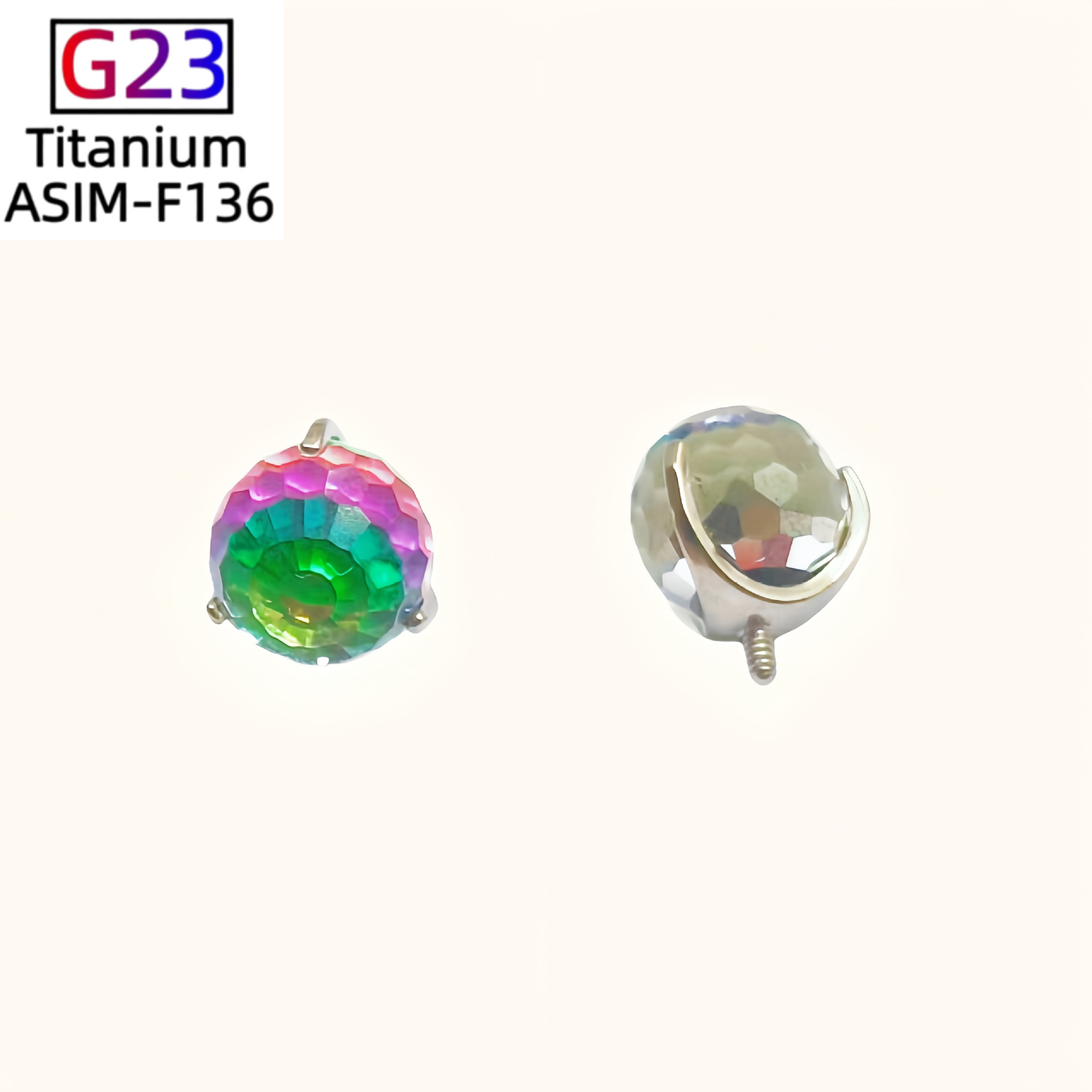 G23 Titanium Alloy Gradient Flashing Light Bouncy Ball Lip Nail Earrings Titanium Piercing Replacement Head Jewelry detail image 7
