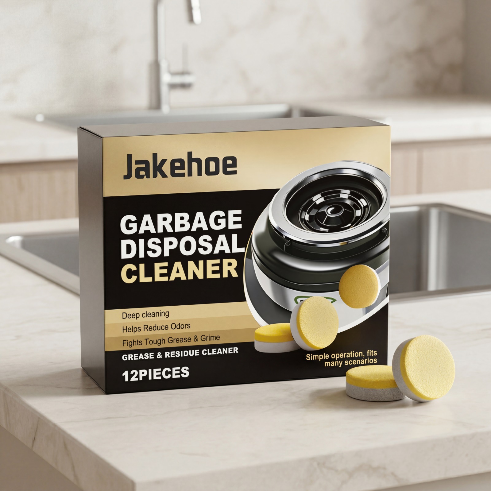 Jakehoe Garbage Disposal Cleaning Tablets for Daily Cleaning of Oil Stains and Freshening to Remove Odors
