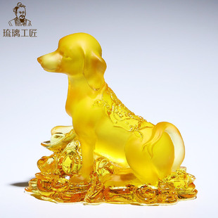 Ancient Glass High-End Crafts, Twelve Zodiac Dog Ornaments, Fortune-Telling House, Living Room Mascot, High-End Decorations
