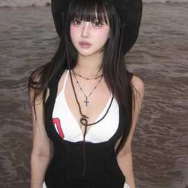 源头工厂海边度假泳衣女性感比基尼三件套ins新款温泉游泳衣批发