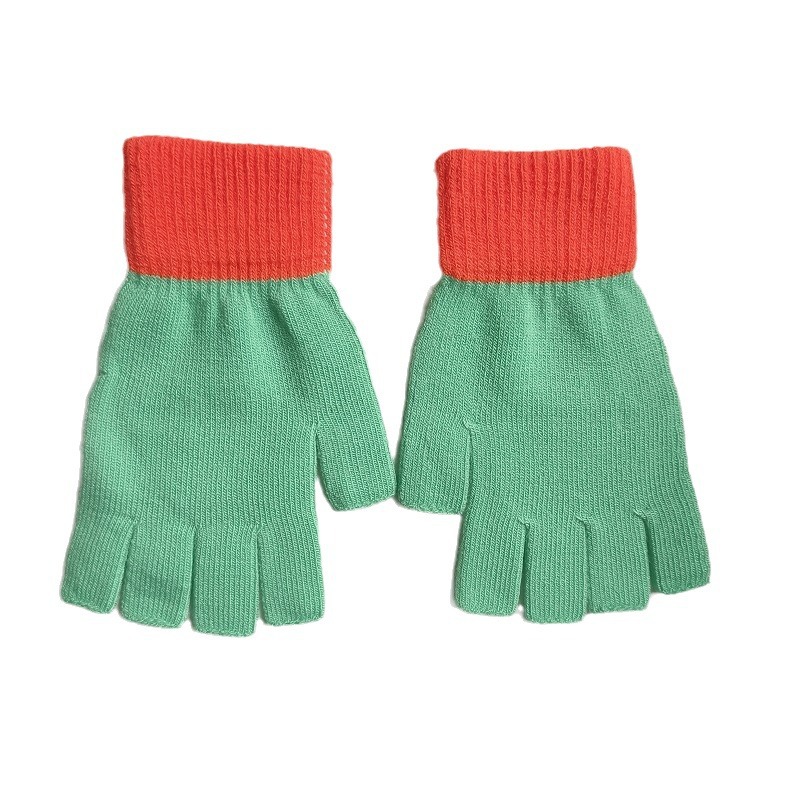 Shunzun trabajador de punto medio dedo guantes engrosados versión personalizable Logotipo de impresión offset estudiante cálido medio dedo Flip guantes