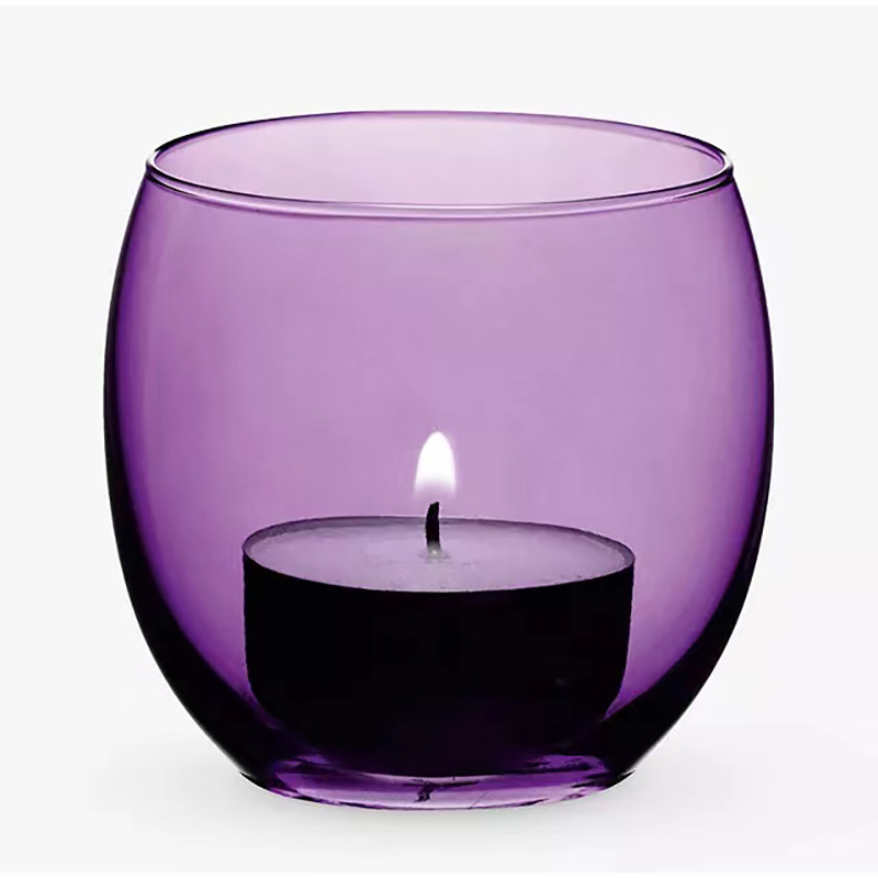 De estilo europeo de vidrio de color redondo candelero vela cena transparente retro hogar a prueba de viento cubierta de la vela adornos de estilo chino