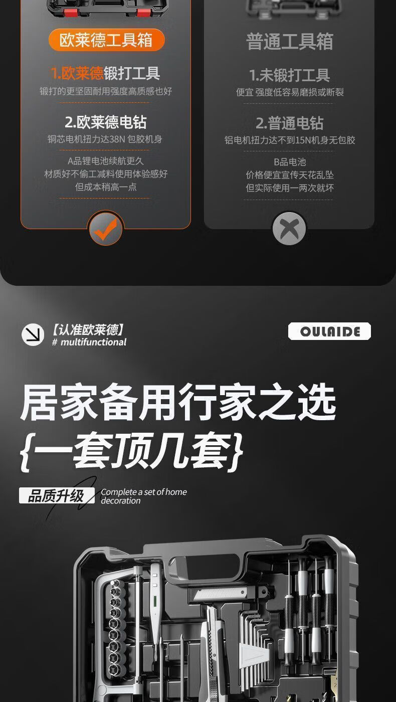 家用电动工具箱锂电钻电动螺丝刀家用五金维修木工套电动工具套装