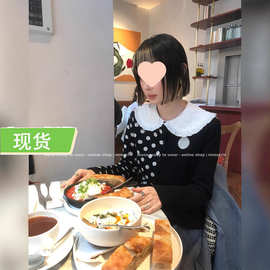 MONA 31羊毛 波点正反两穿毛衣上衣内搭女 小个子2025秋冬季新款