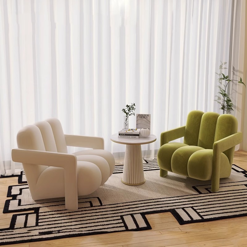 Sala de estar perezosa sofá de balcón simple sala de recepción moderna silla de aire crema diseñador de alta calidad