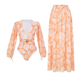 Ou Lui Wrap Dress Tea Break French Slim Fit Floral Seaside Vacation One-Piece Dress Long Skirt Summer Women