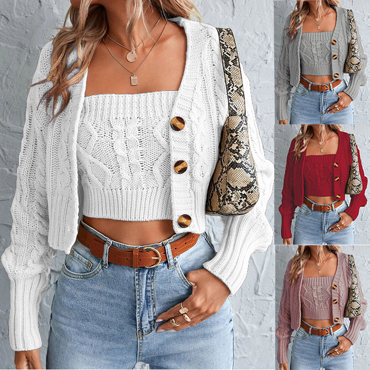 455g Weight Long Sleeve Sleeve Length Single Breasted, Pullovers Placket Type Wholesale Women'S Casual Solid Color Long Sleeve Patchwork Sweaters & Cardigans