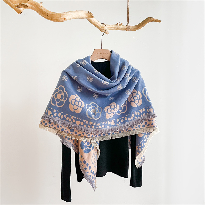 Sciarpa calda in cashmere versatile, sciarpa di camelia da donna, sciarpa di alta qualità, sciarpa autunnale e invernale_voghion.com