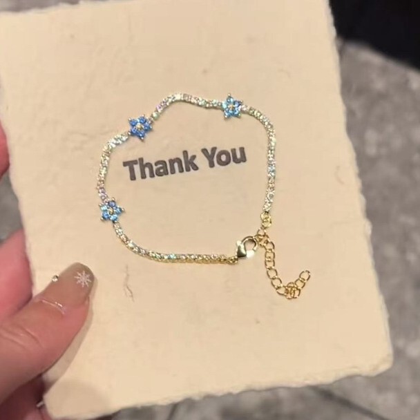 European and American Foreign Trade Amazon Micro-inlaid Zircon Bracelet Multicolor Five-petal Flower Zircon Inlaid Simple Sweet Ladies Bracelet