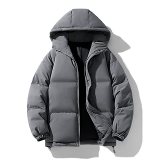 大码棉衣男士冬季纯色宽松连帽加厚棉袄面包服棉服欧码大码棉服