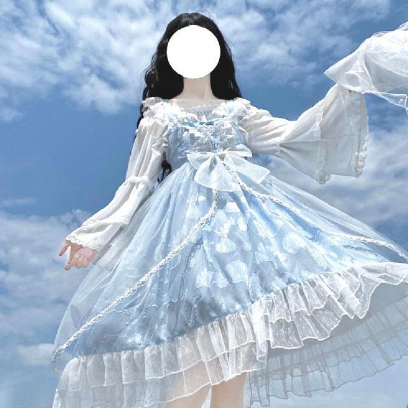 白糖少女{现货}~厂设计Lolita洋装贝壳提花吊带jsk连衣裙夏装|undefined