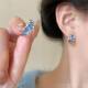 Gloomy Blue Glacier Irregular Earrings Women's Ins Cold Wind Autumn and Winter Distinctive Ear Ring Exquisite High-end Sense Fashionable Cool Ear Buckle