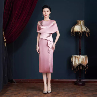 New National Style Cheongsam Slim Fit Young Cheongsam Shawl Elegant Dress Evening Dress Can Be Worn Daily