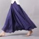 Double-Layer Cotton and Linen Skirt Women's Artistic Ethnic Style Linen Mid-Length Long Spring and Autumn plus size Dance Large-Swing Long Dress