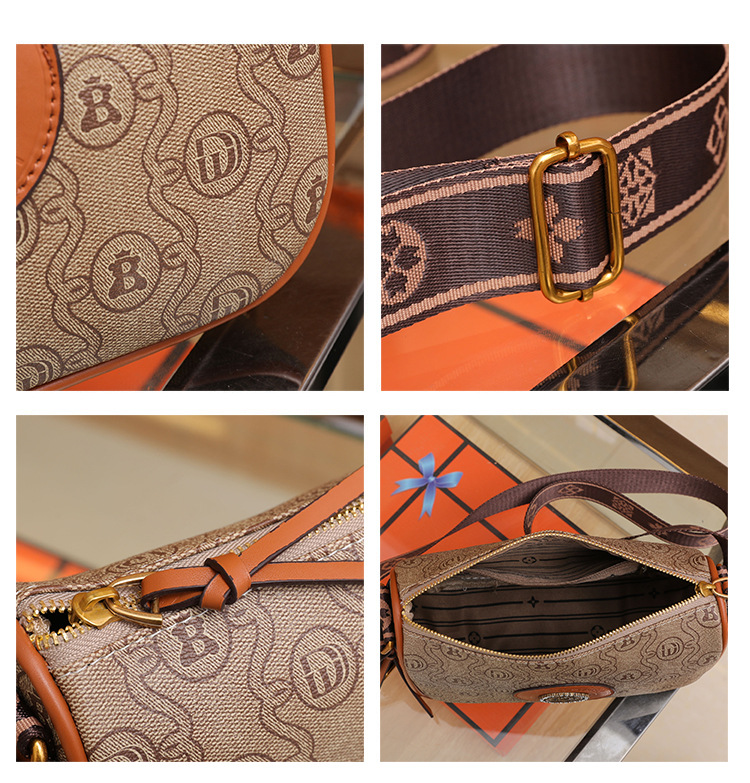 Women's Shoulder Bag With Antique Print And Wide Strap Small_voghion.com