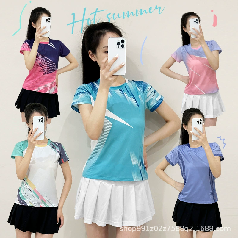 Одиночная рубашка для бадминтона футболка женская быстрая сухая волейбольная одежда для настольного тенниса