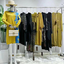 秋冬新款针织连衣裙女装长袖圆领中长款欧美时尚裙子品牌折扣批发