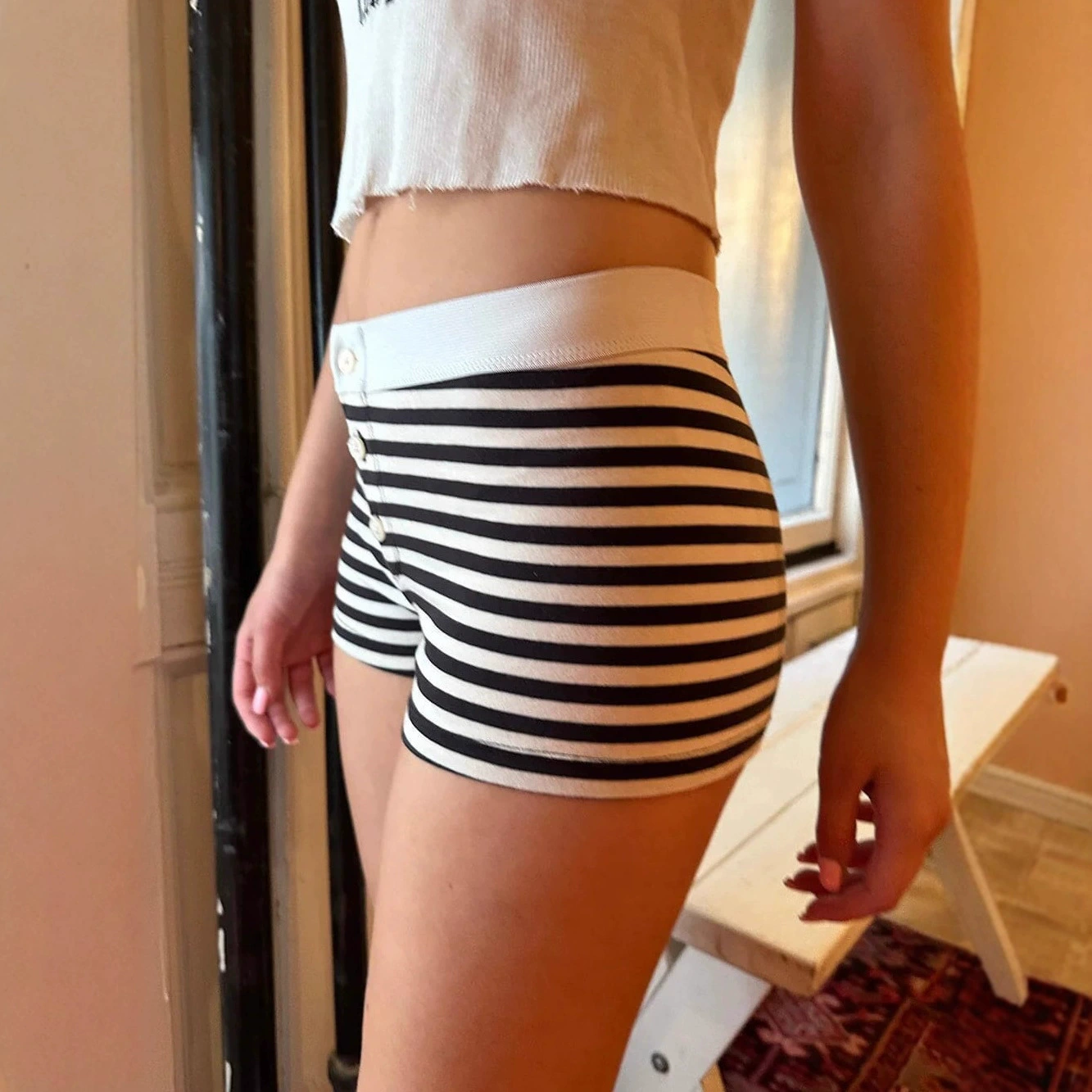Summer multicoloured women's shorts, American style — multi-color patterns, sizes S–L