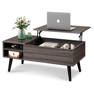 Cross-Border Foreign Trade Best-Selling Adjustable Coffee Table Living Room Coffee Table with Drawers Simple Modern Panel Adjustable Shelf