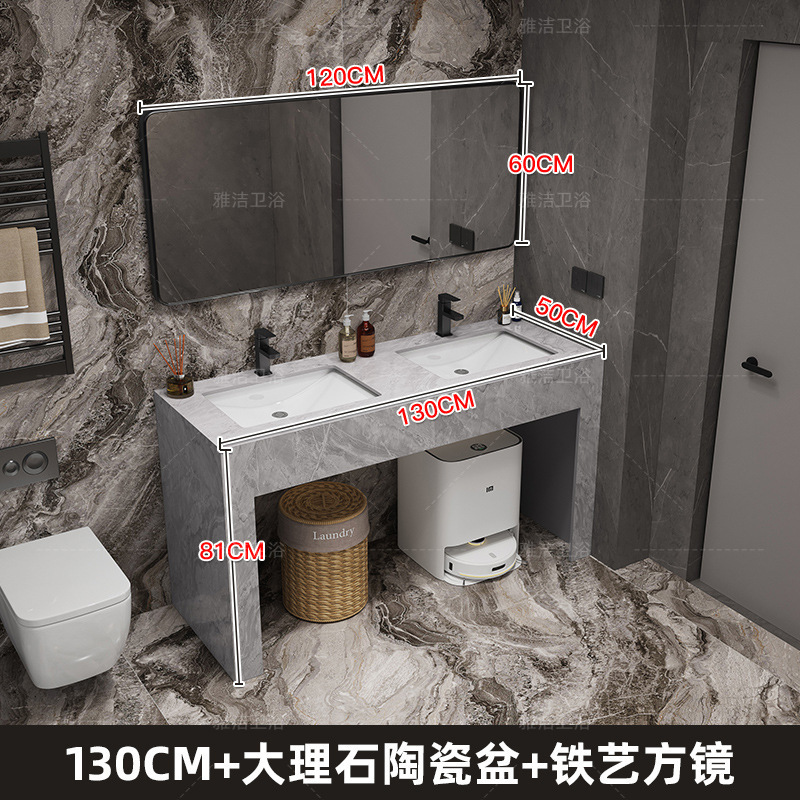 モダンでシンプルな大理石のダブル洗面台公共トイレ洗面台床置き洗面台キャビネットの組み合わせ|undefined