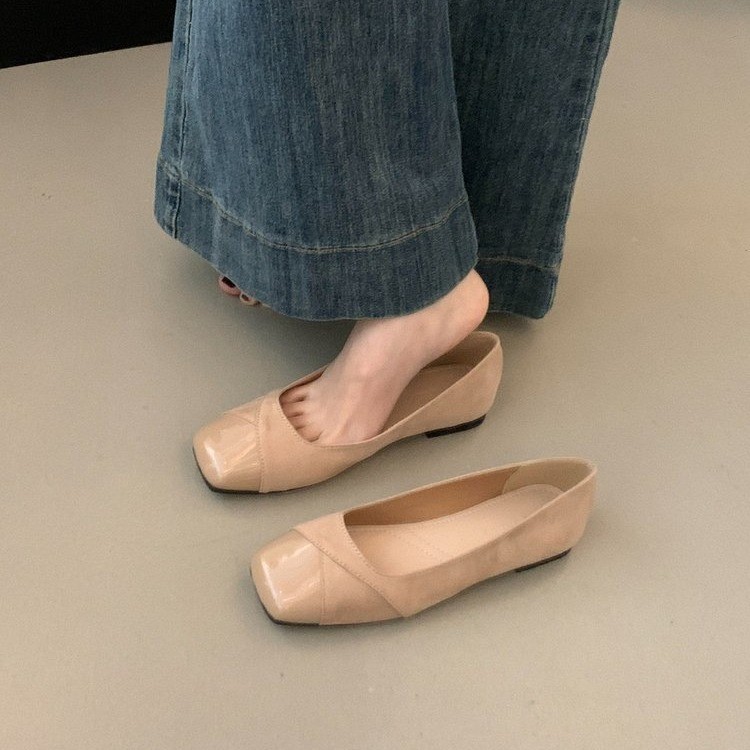 Diseño francés de cabeza cuadrada zapatos de boca superficial para mujeres 2026 nuevo verano con falda de talón plano grueso zapatos Mary Jane