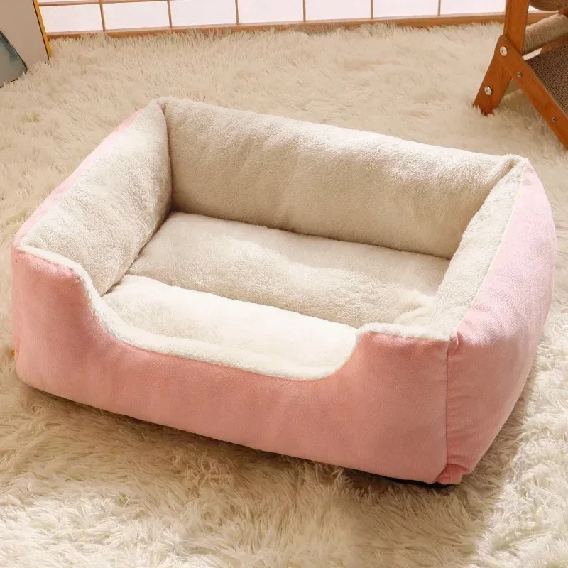 猫小屋マット冬暖かい正方形小屋中小型犬テディ犬ベッドソファベッド四季ユニバーサルペット小屋