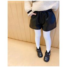 女童裤子2025新款时尚秋冬外穿黑色短裤儿童皮裤宽松pu皮休闲洋气