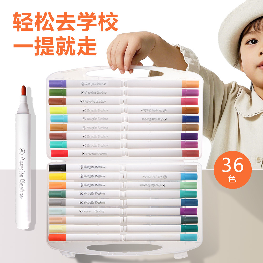 Rotulador acrílico en caja portátil creativo 36 colores para niños, papel impermeable, color apilable, pintura decorativa de graffiti