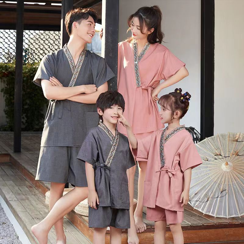 Parent-Child Sweat Clothes Children's Cardigan Lace-Up Bath Clothes Bathrobe Men's and Women's Pajamas Home Clothes suit Sauna Clothes