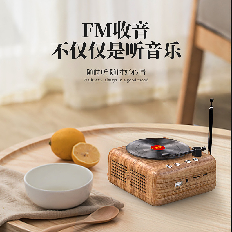源工場復古黒ゴムレコード機bluetoothオーディオcd機創意プレゼントラジオスピーカー|undefined