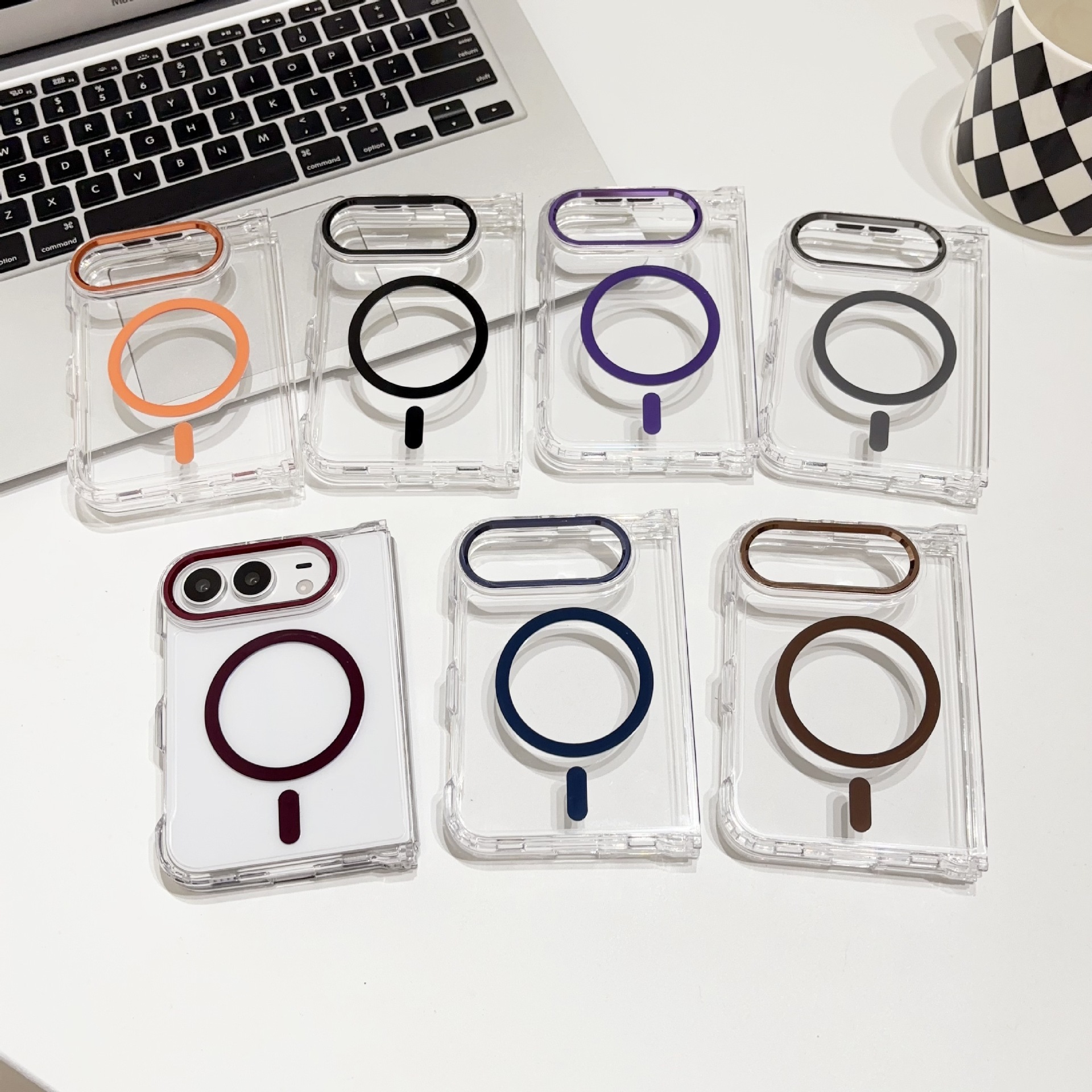 Funda Magnética para Celular Plegable iPhone Duo 18 Duo de Acrílico Transparente Anti-caídas