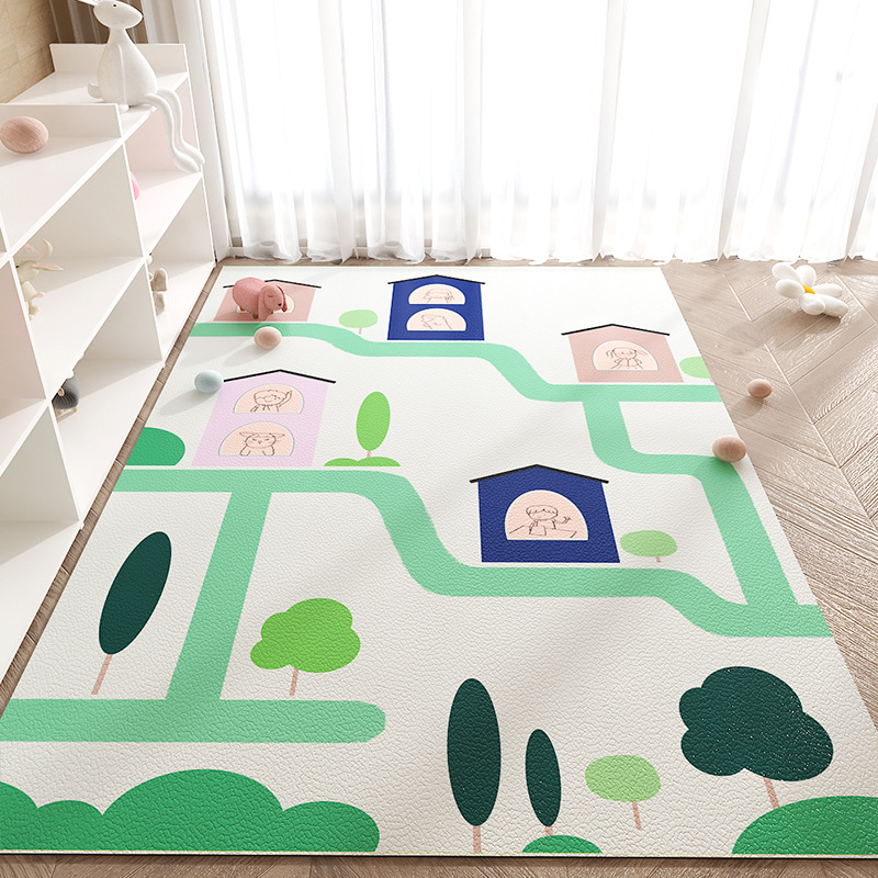 漫画かわいいゲームパッド家庭用拭き取りフリーレザーカーペット裁断可能防水防油リビングカーペット