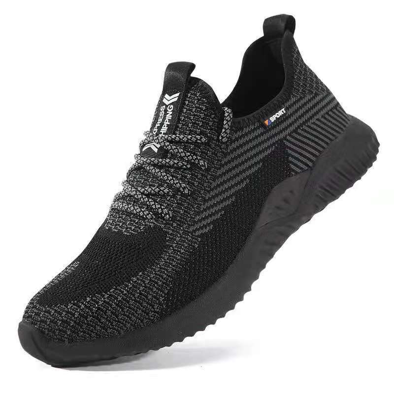 Cross-Border Summer Breathable Fly-Knit Anti-Smash Steel Toe Men's Safety Shoes Fashionable Sports Construction Site Protective Shoes Non-Slip Cross-Border Summer Breathable Fly-Knit Anti-Smash Steel Toe Men's Safety Shoes Fashionable Sports Construction Site Protective Shoes Non-Slip