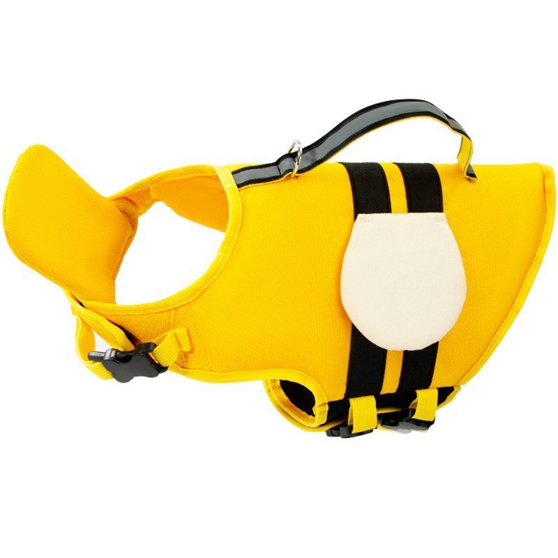 Verano nuevo chaleco salvavidas para mascotas color contraste trajes de baño poderosos perros flotantes natación comercio exterior ropa de perro