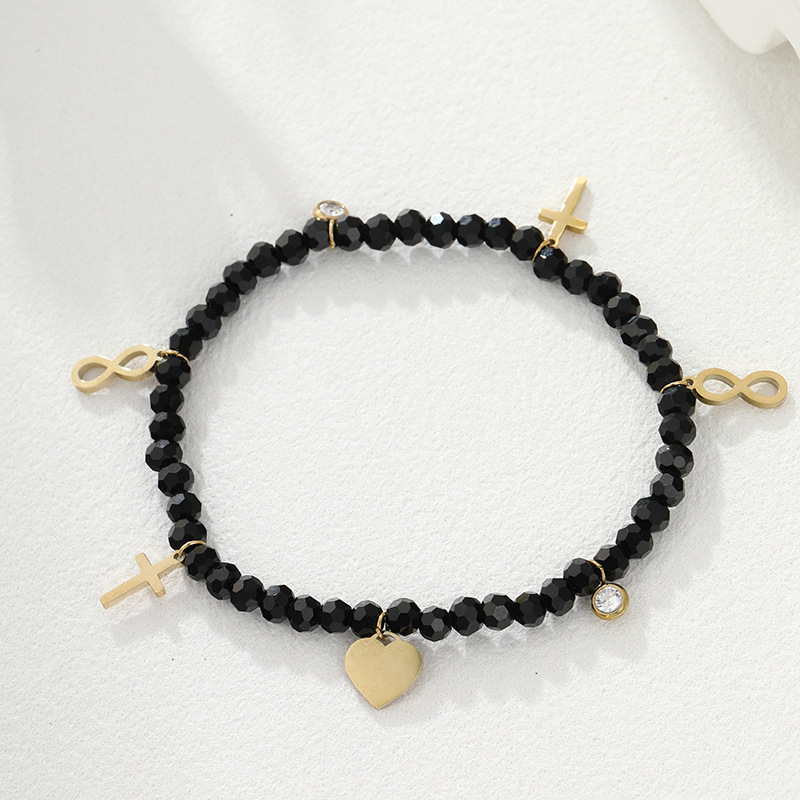 Pulsera de Cuentas Negras Chapada en Oro de 14k de Xuping Fashion, Diseño Único, Elegante y Sencillo, Joyería Personalizada al por Mayor