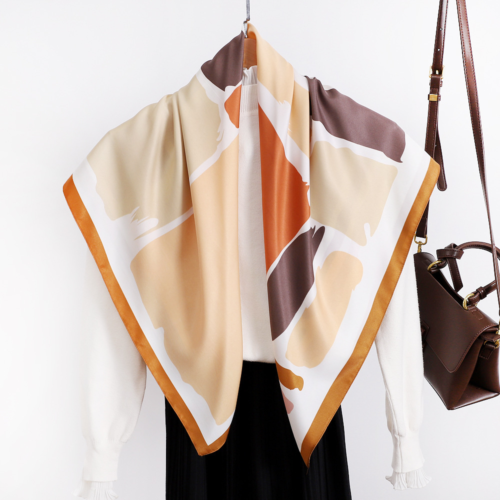 Color Block Pattern Summer, Spring Season Women's Casual Color Block Twill Silk Scarf