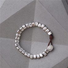 原创设计不规则银方块手链S990纯银饰品手串现货女式手工感