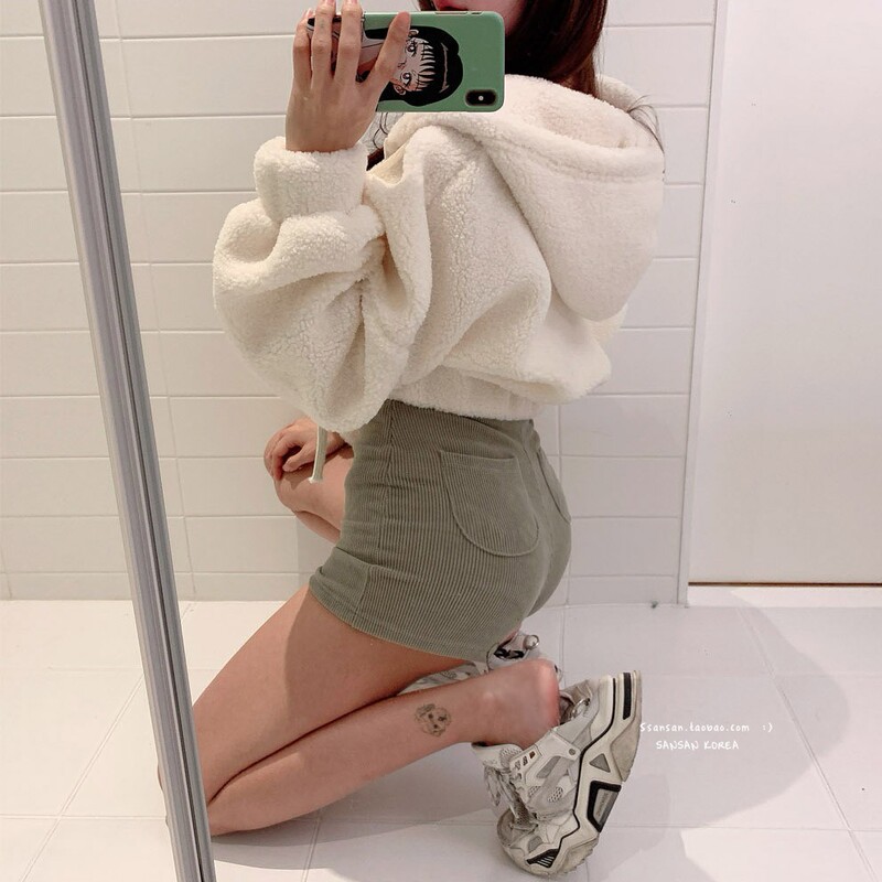 帽子付きのパーカーの女性のジッパー付きのカーディガンの保温とベルベットの韓国のファッションの帽子付きのベルベットのかわいいジッパーのコートの婦人服|undefined