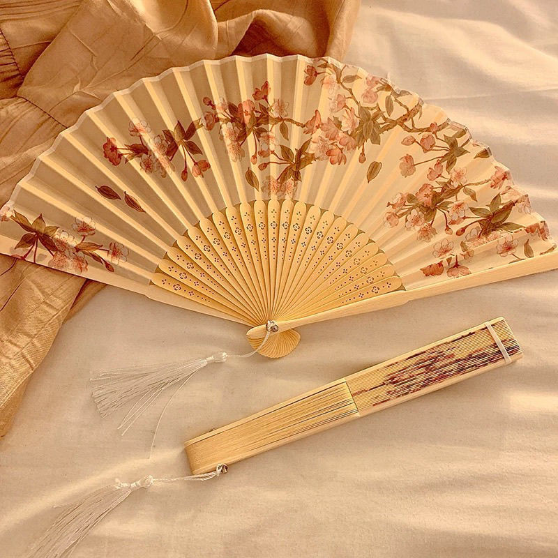 高級緑竹扇子古風中国風ダンス扇子女性プレゼント漢服チャイナドレス夏折り畳み扇子|undefined