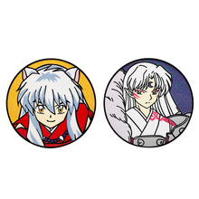 犬夜叉金属闪光徽章 日本动漫杀生丸书包胸针pins