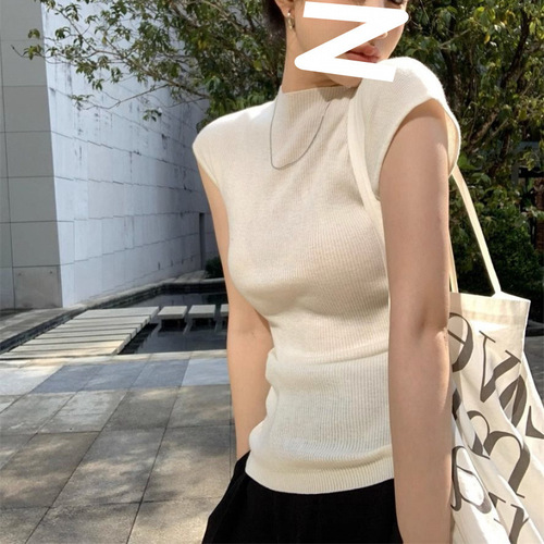 Chic Spicy Girl Knit Short-Sleeve T-Shirt for Women, Summer Retro Casual Fitted Slimming Top, White Basic Layer Shirt