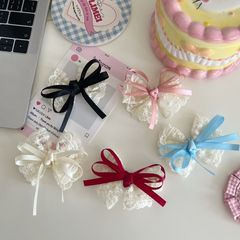 レースロリータ気質前髪頭飾りガーリーハートリボンアクセサリーレースサイド蝶ネクタイリボン diy 女性