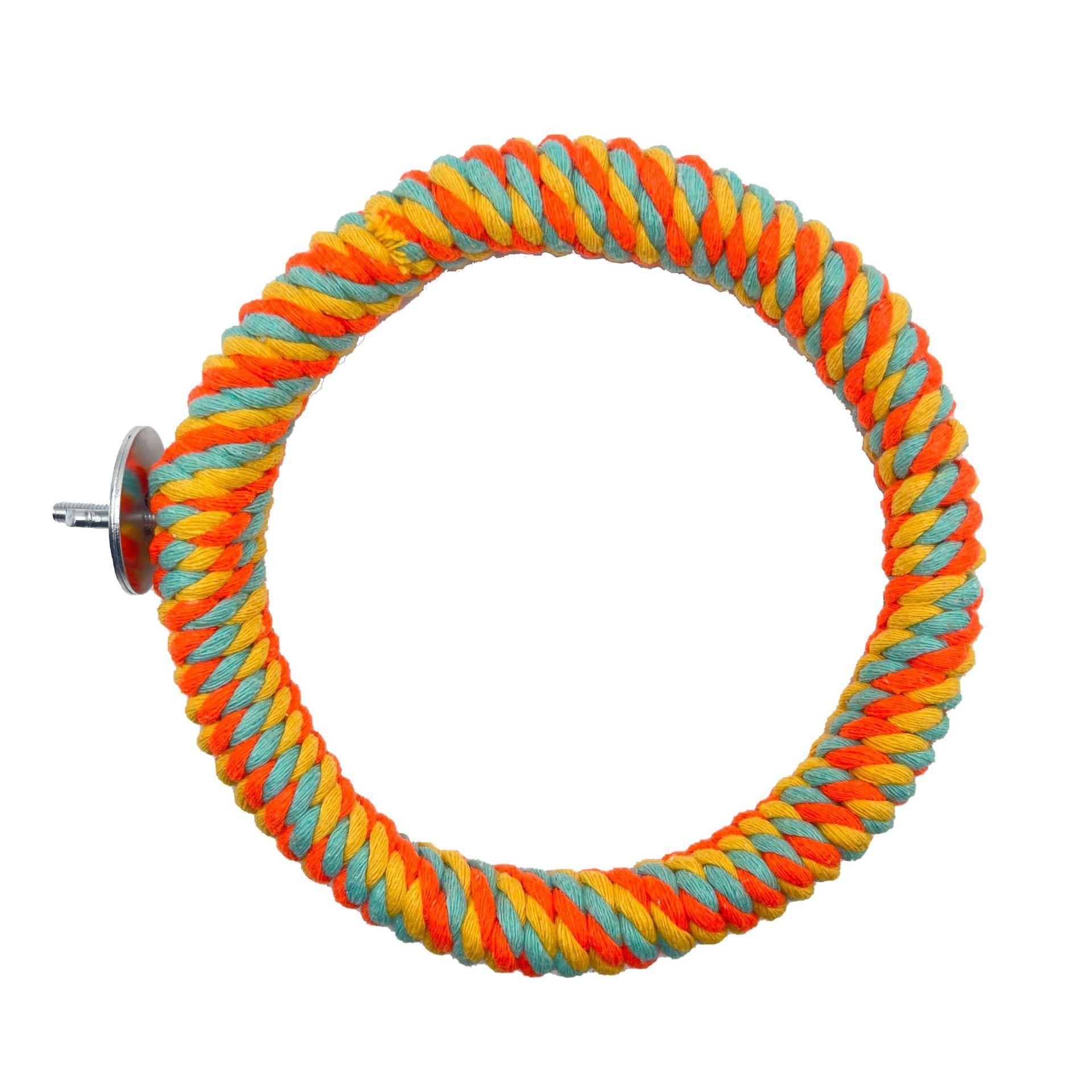 Nuevo producto transfronterizo Marco de estación de anillo de pájaro Cuerda de algodón Anillo de color Juguete de pájaro Loro Apilado de pájaro Apilado de la estación de boca afilada Accesorios de poste