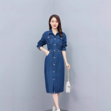 2025早秋新款女装女神范法式高级感小众小香风牛仔衬衫连衣裙春秋