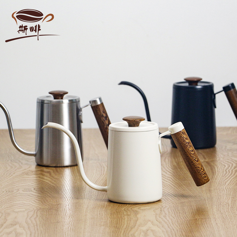 斯啡手沖壺 雞翅木柄304不鏽鋼咖啡壺 滴濾咖啡家用長嘴細口600ml