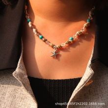 跨境爆款小海螺合金贝壳项链海星吊坠项链欧美风海洋度假风首饰